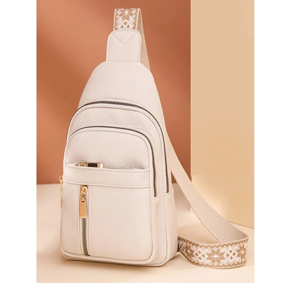 Luxe Pebbled Vegan Leather Zip up Crossbody Shoulder Bag - Picture 3 of 10